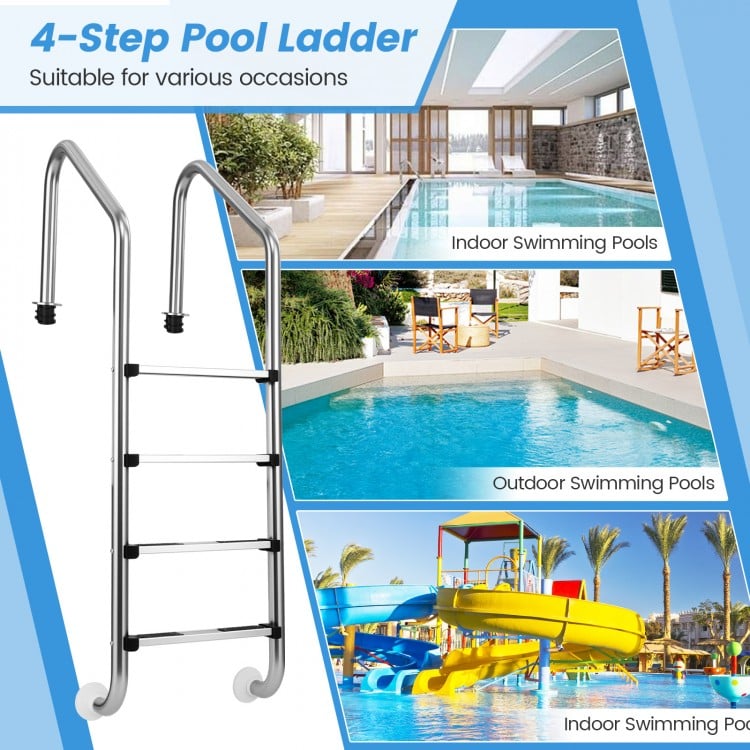 4-Step Inground Pool Ladder Stainless Steel Swimming Pool Ladder