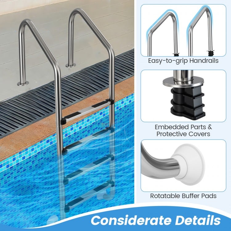 4-Step Inground Pool Ladder Stainless Steel Swimming Pool Ladder