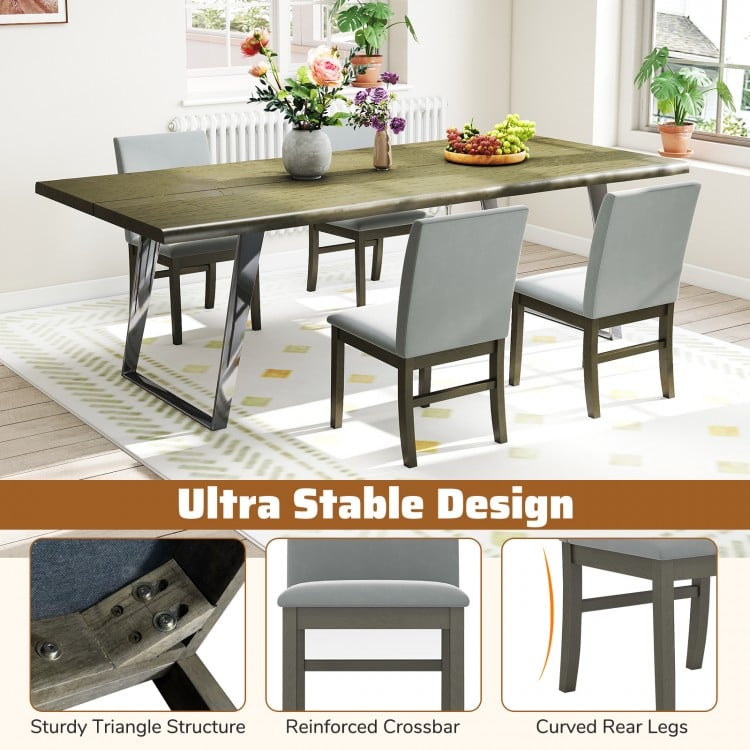 Upholstered Dining Chairs Set of 2 with Rubber Wood Legs and High Back-Gray