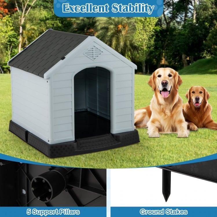 Dog House for Small Dogs Waterproof Plastic with Elevated Floor-M