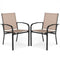 Outdoor Dining Chairs Set of 2 with High Back and Metal Frame-Coffee