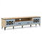 Farmhouse TV Stand for TVs up to 80 Inch with 2 Drawers-Oak and Gray