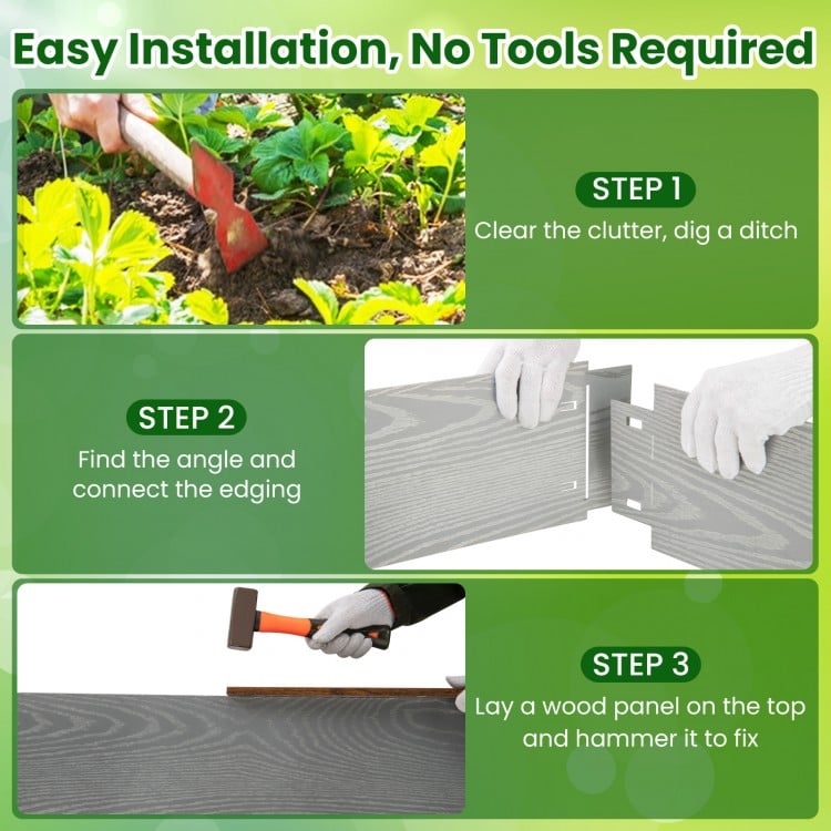 6-Pack 20 FT Galvanized Metal Landscape Edging for Lawn Yard