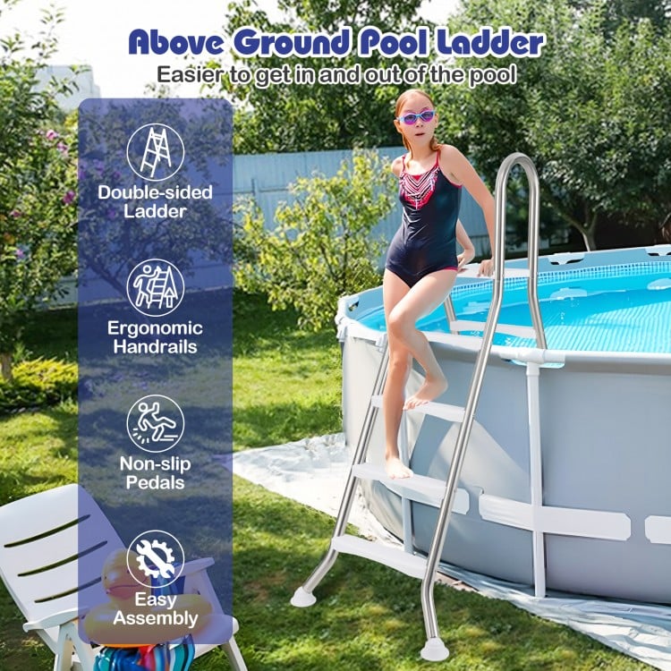 75.6" Above Ground Pool Ladder A-Frame Swimming Pool 4-Step Ladder for Up to 55" Pool Wall Height