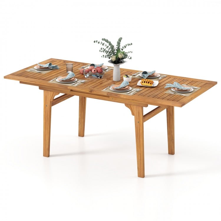 55 Inch Patio Dining Table Expandable for 6-8 People with Umbrella Hole