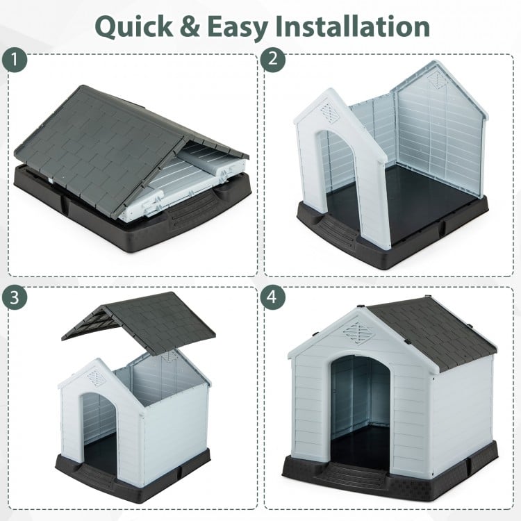Dog House for Small Dogs Waterproof Plastic with Elevated Floor-S