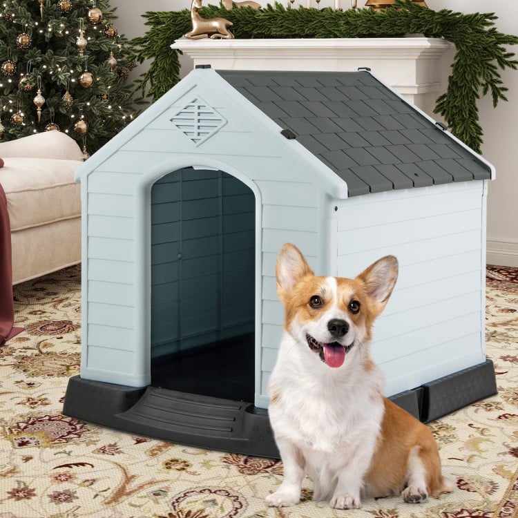 Dog House for Small Dogs Waterproof Plastic with Elevated Floor-S