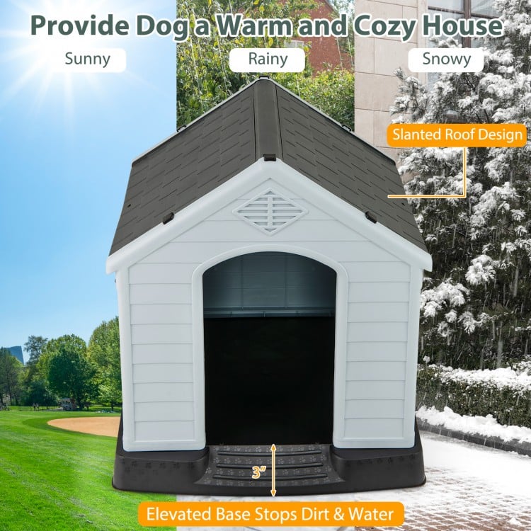 Dog House for Small Dogs Waterproof Plastic with Elevated Floor-S
