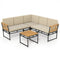 4 Pieces Patio L-Shaped Sofa Set with Cushions and Side Table-Brown
