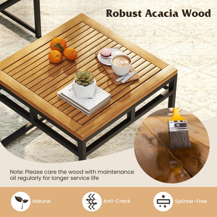 4 Pieces Patio L-Shaped Sofa Set with Cushions and Side Table-Brown