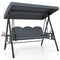 3-Seat Patio Swing Chair Porch Swing with Adjustable Canopy Thickened Cushions Pillow and Foldable Side Trays-Grey