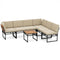 6 Piece Outdoor Sectional Sofa Set Metal Conversation Set with Cushions-Beige