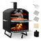 Outdoor 16 Inch 2-Layer Wood Fired Pizza Oven with Square Stone