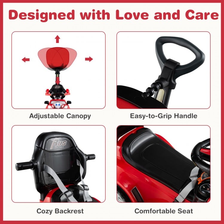 3 in 1 Push Car for Toddler Stroller Sliding Walking Car for Boys and Girls-Red