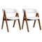 Wooden Dining Chair Set of 2 Mid-Century Modern Sherpa Upholstered Kitchen Dining Room Chairs-Walnut