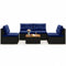 5 Piece Outdoor Furniture Set with Solid Tabletop and Soft Cushions-Navy