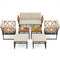 7 Piece Outdoor Conversation Set with Cushions and Bungee Rope Seat-Beige