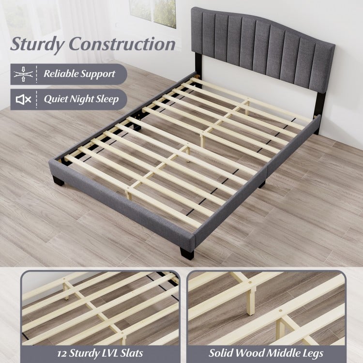 Modern Upholstered Bed Frame with Adjustable Vertical Channel Tufted Headboard-Queen Size