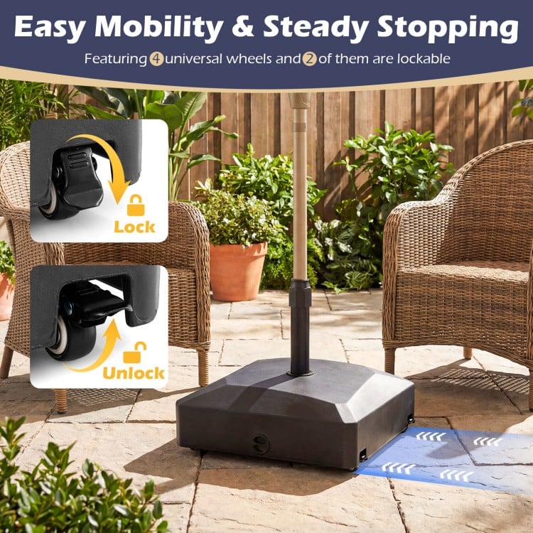 176 LBS Fillable Mobile Umbrella Base with 4 Wheels and 2 Locks