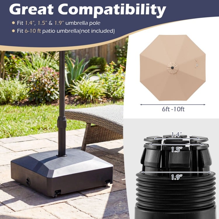 176 LBS Fillable Mobile Umbrella Base with 4 Wheels and 2 Locks