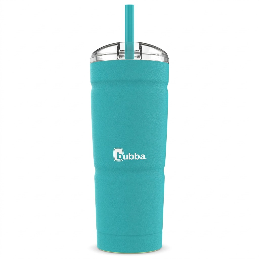Bubba Envy S Stainless Steel Tumbler, 24oz Scuba with Straw Lid on white.