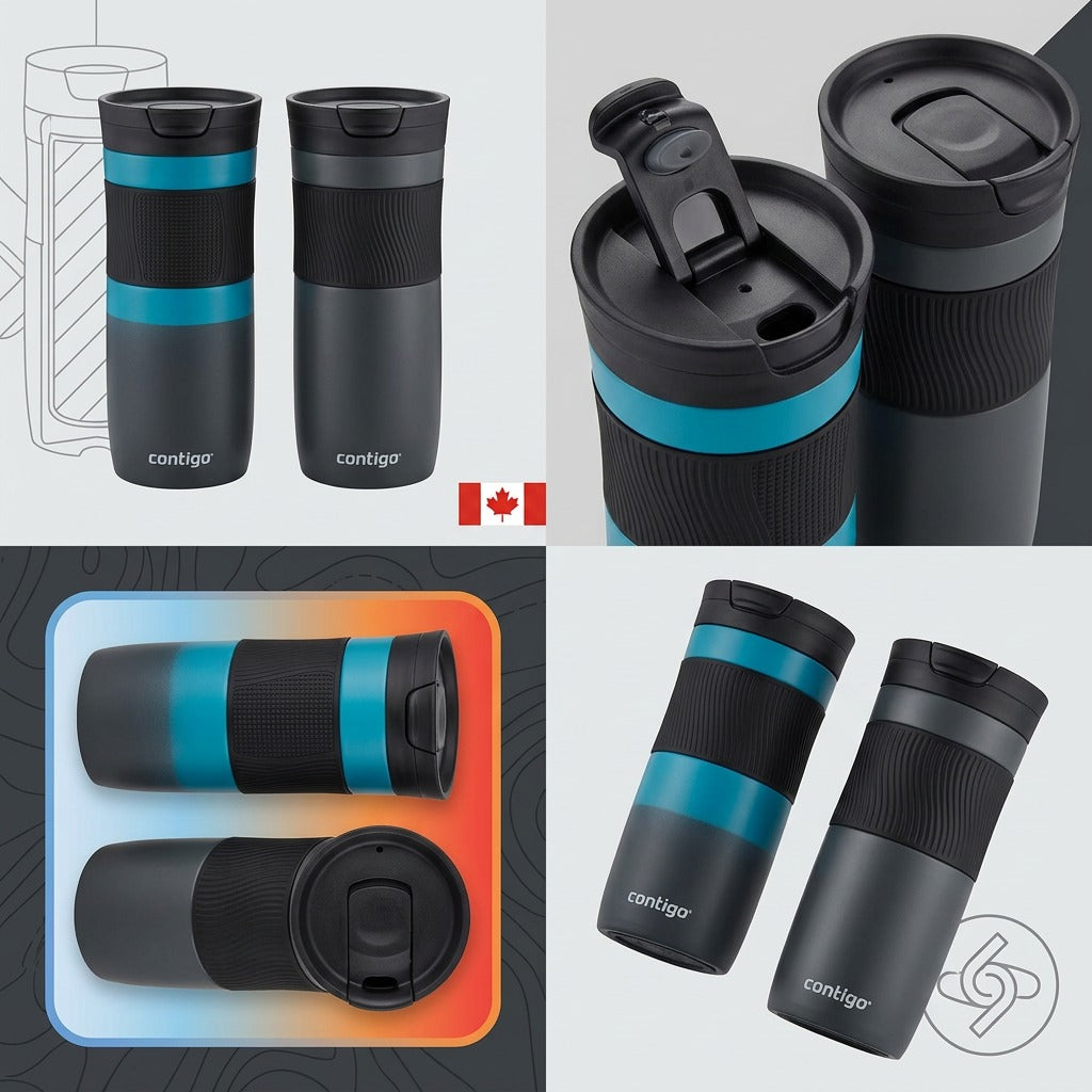 A multi-angle view grid of the Contigo 2-Pack Insulated Mugs (SKU: X14HVVNNXFOLK9SJ0VT2).