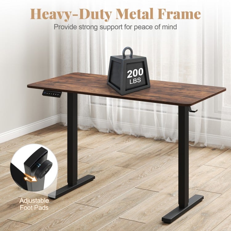 48 Inch x 24 Inch Ergonomic Electric Standing Desk with 3 Memory Settings for Home Office-Rustic Brown