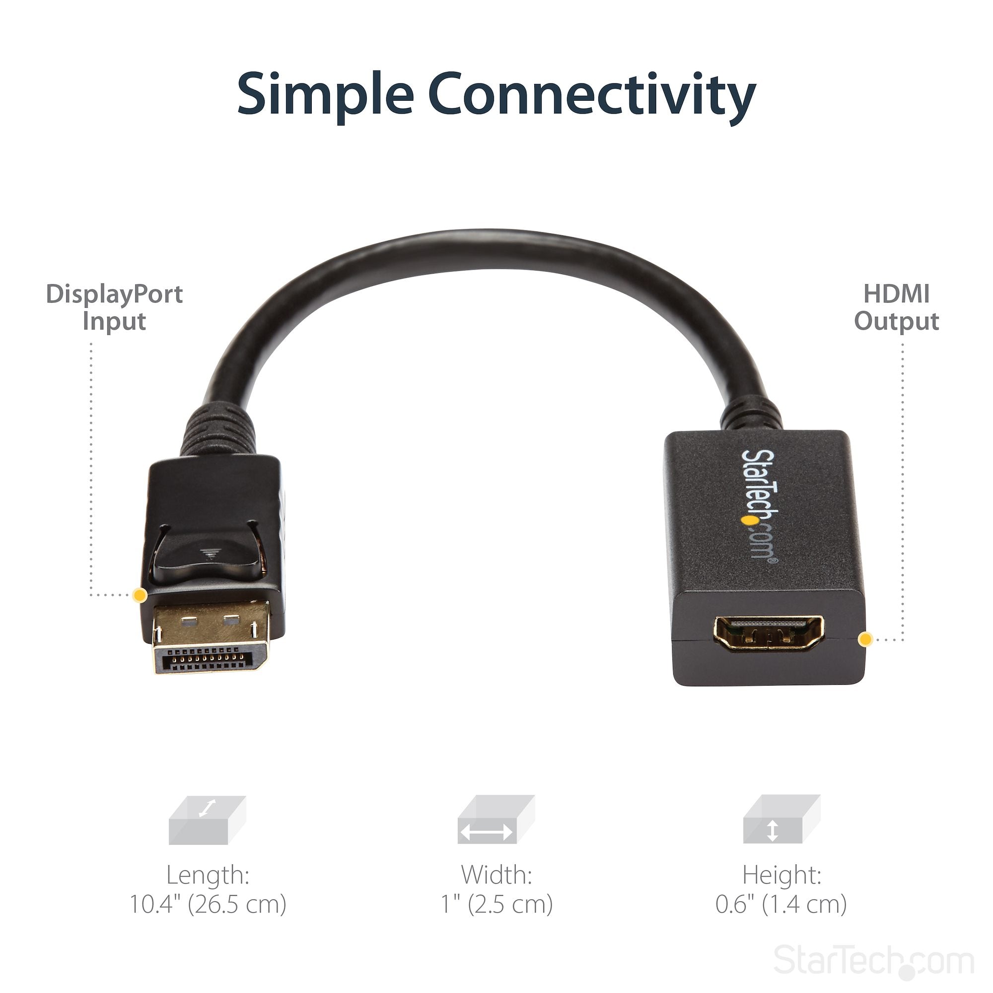 DisplayPort to HDMI Adapter - DP 1.2 to HDMI Video Converter 1080p - DP to HDMI Monitor/TV/Display Cable Adapter Dongle - Passive DP to HDMI Adapter - Latching DP Connector 