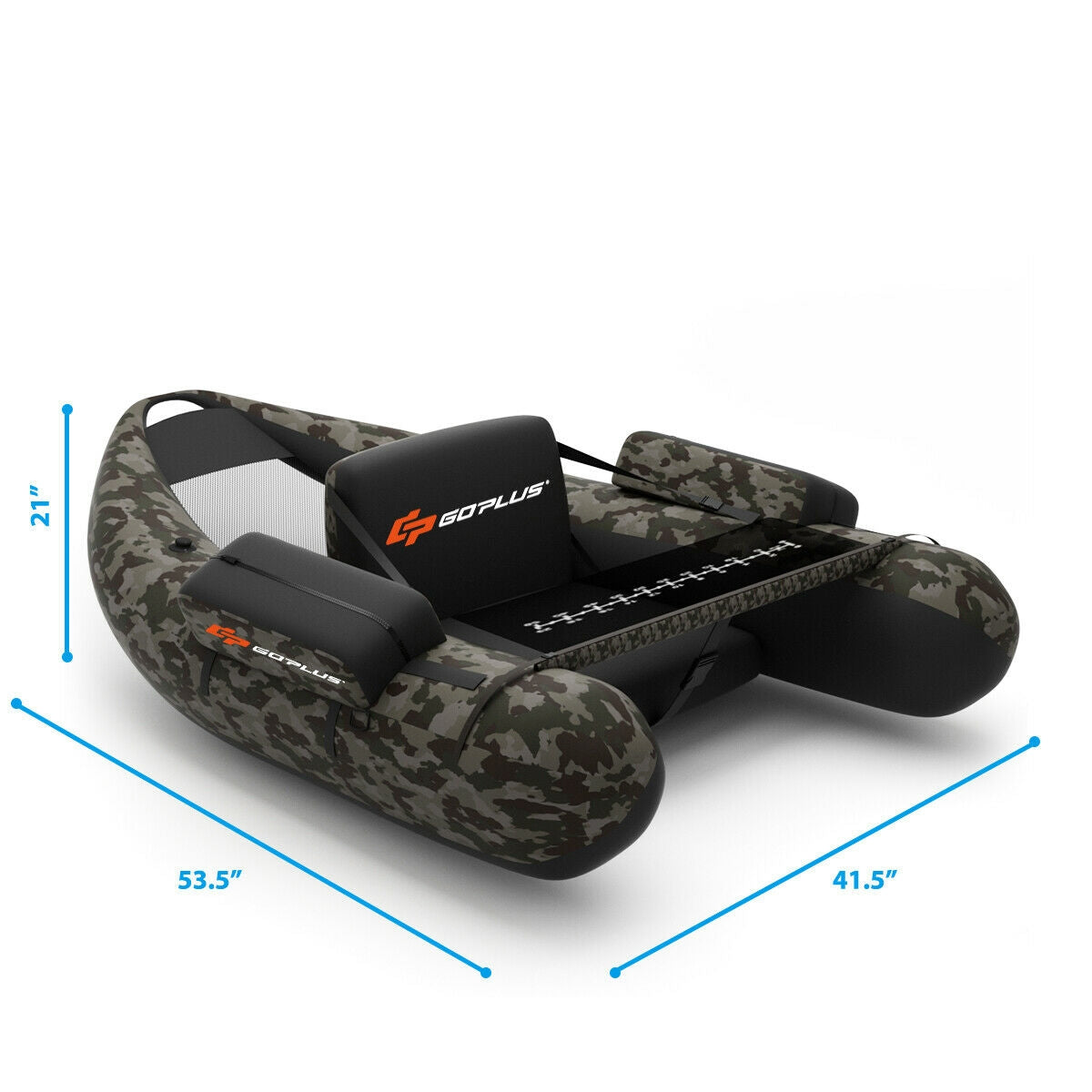 Inflatable Fishing Float Tube with Pump Storage Pockets and Fish Ruler-CamouflageÂ 