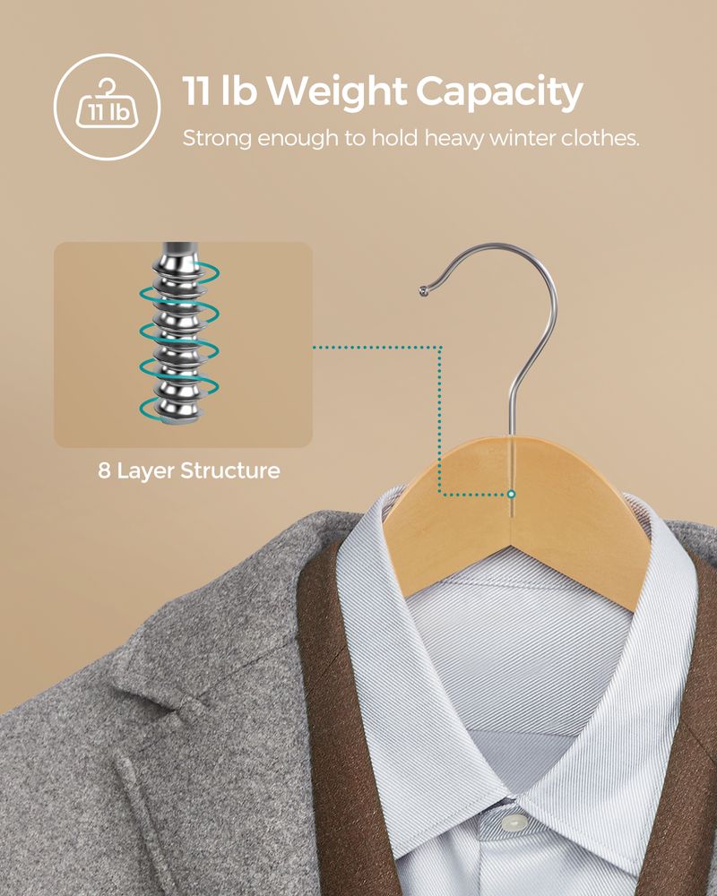 SONGMICS 20-Pack Wood Coat Hangers with Shoulder Notches 