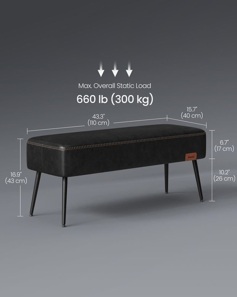 VASAGLE EKHO Collection - Ottoman Bench with Steel Legs 