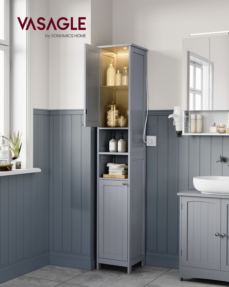 VASAGLE Tall Bathroom Cabinet with Lights 