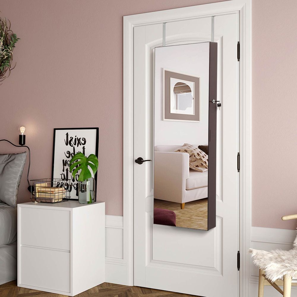 SONGMICS 42.5"H White Wall-mounted Jewelry Armoire Cabinet 
