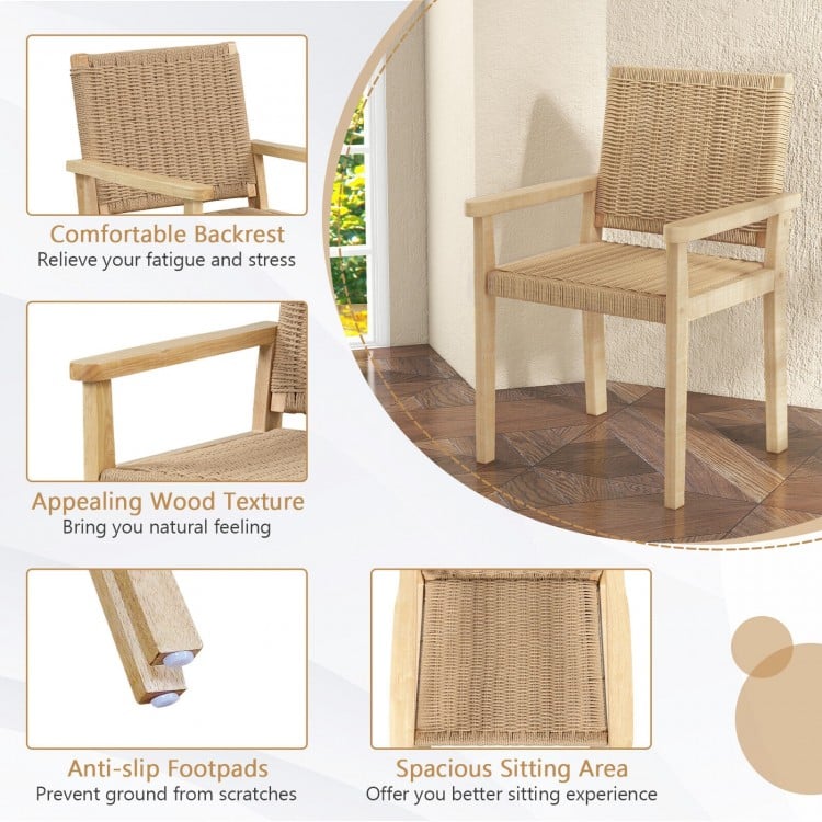 Indoor Outdoor Wood Chair Set of 2-Natural