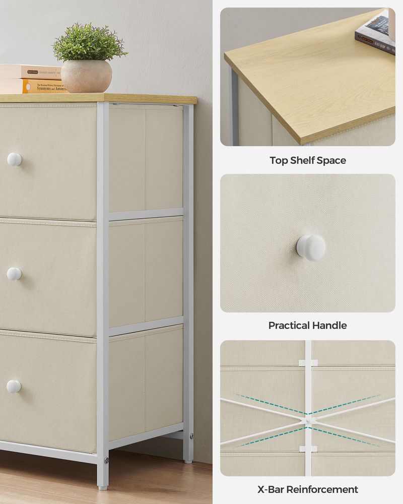 SONGMICS Closet Fabric Dresser with Metal Frame 