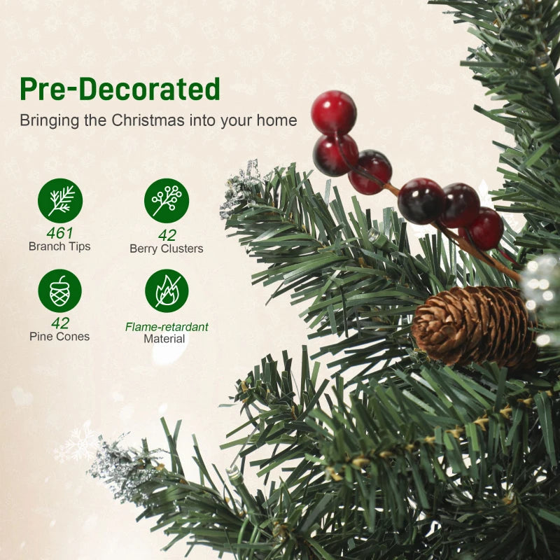 HOMCOM 5FT Prelit Pencil Christmas Tree with LED Lights, Slim Silver Glitter Xmas Tree with Dense Branches & 8 Lighting Modes 