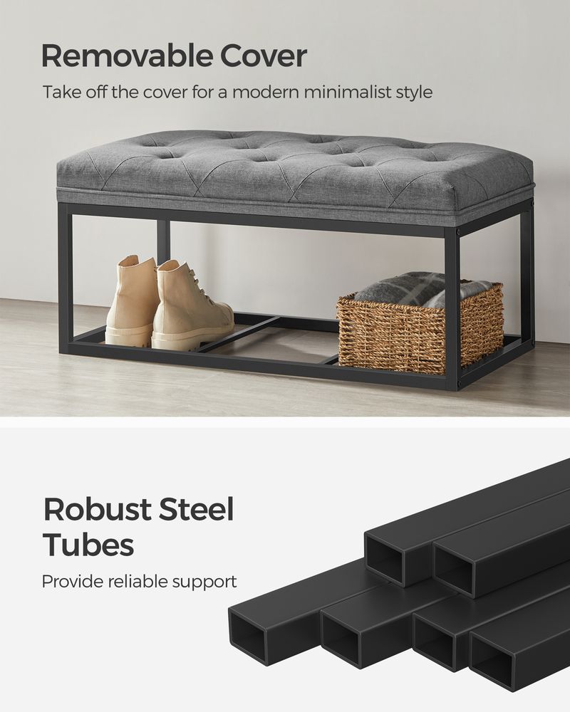 SONGMICS Storage Ottoman Bench with Legs, Load up to 660 lb 