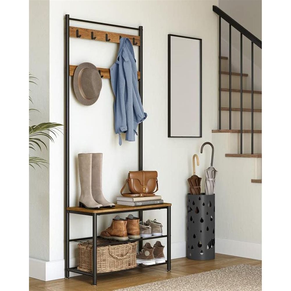 VASAGLE Coat Rack with Shoe Storage Bench 