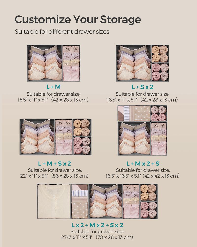 SONGMICS Dresser Drawer Organizers 