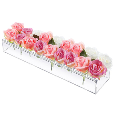 Clear Acrylic Flower Vase Rectangular Floral Centerpiece for Table Decoration Modern Flower Holder for Mother’s Day Valentine’s Day Wedding Party 18 H 