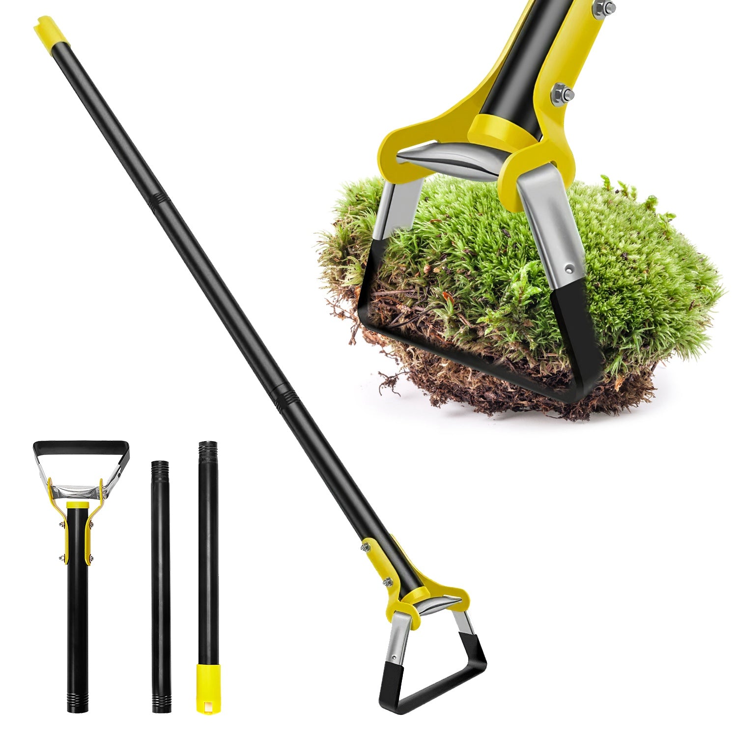 46.06in Adjustable Garden Hoe Handheld Stirrup Hula Hoe Scuffle Loop Hoe Gardening Weeder Cultivator Weeding Rake for Weeding/Loosening Soil 