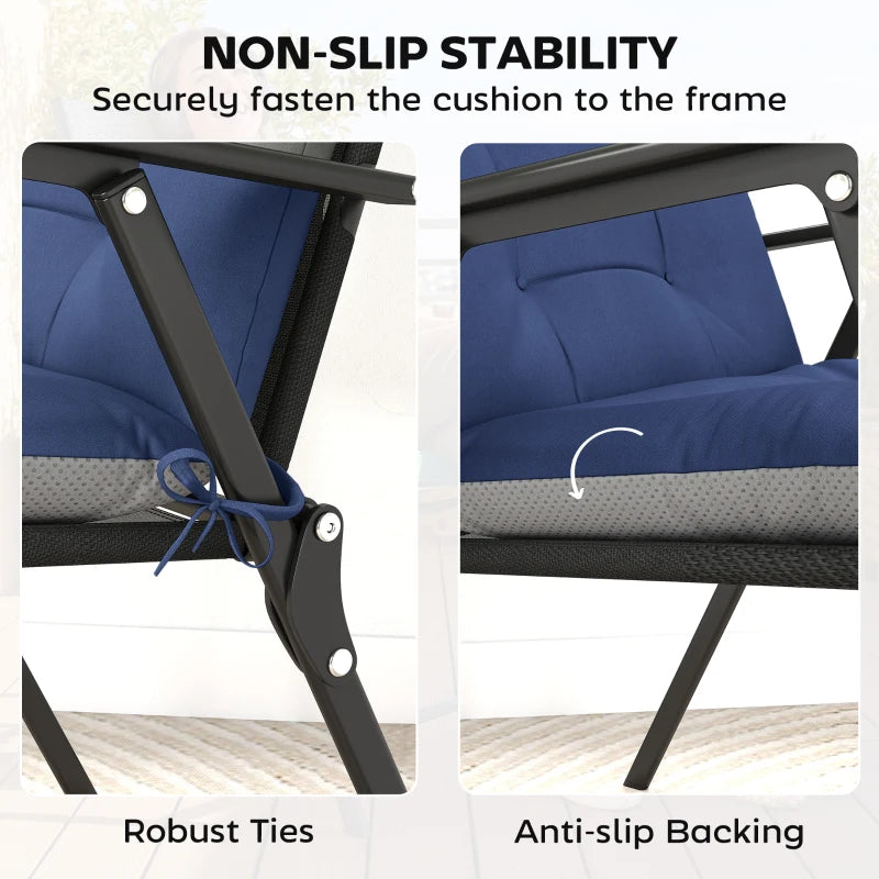 Patio Chair Cushions Set of 4, Waterproof Non-Slip Lounge Chair Cushions, 44"x21", Navy Blue