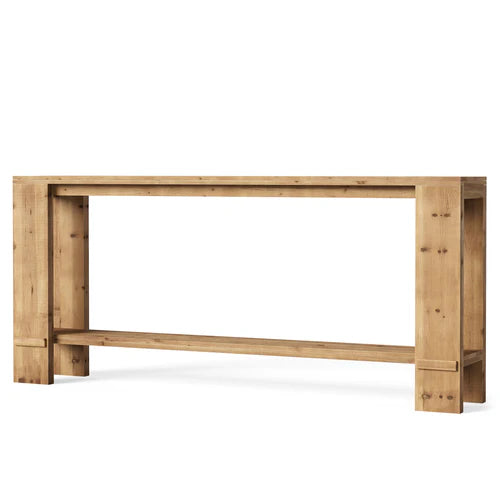 70.9" Solid Wood Console Table, 2-Tier Farmhouse Entryway Sofa Table for Hallway Natural Fir Wood