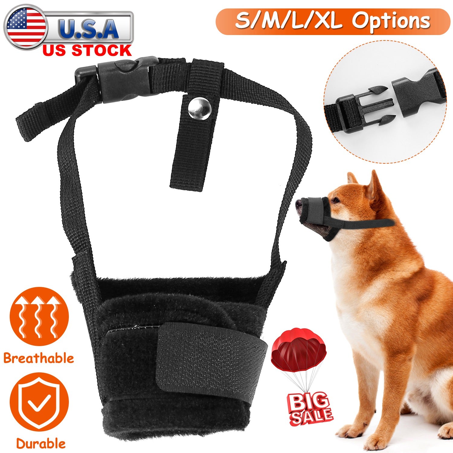 Pet Dog Muzzle Mask Adjustable Dog Mouth Cover with Breathable Mesh Adjustable at Neck Snout for Anti Biting Barking Chewing