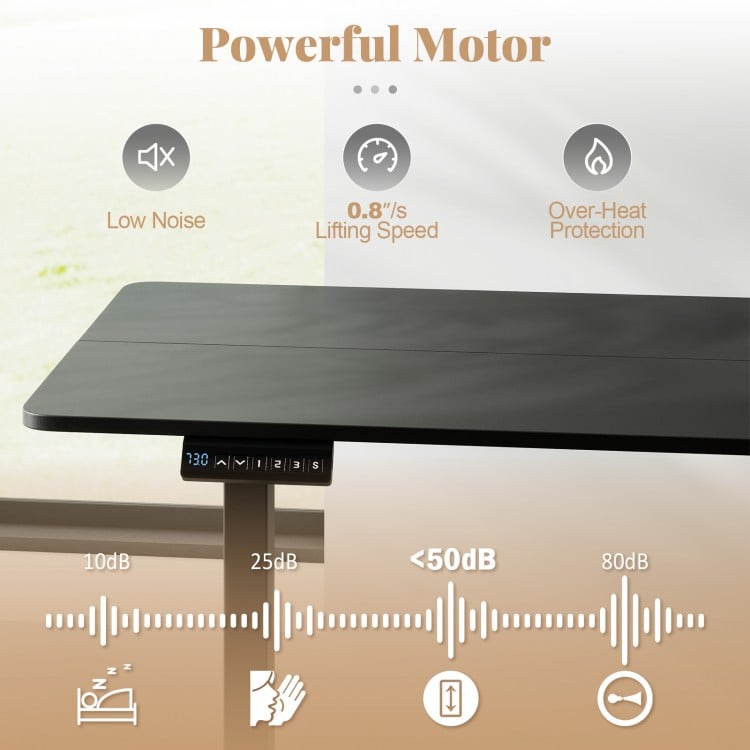 48 Inch x 24 Inch Ergonomic Electric Standing Desk with 3 Memory Settings for Home Office-Black