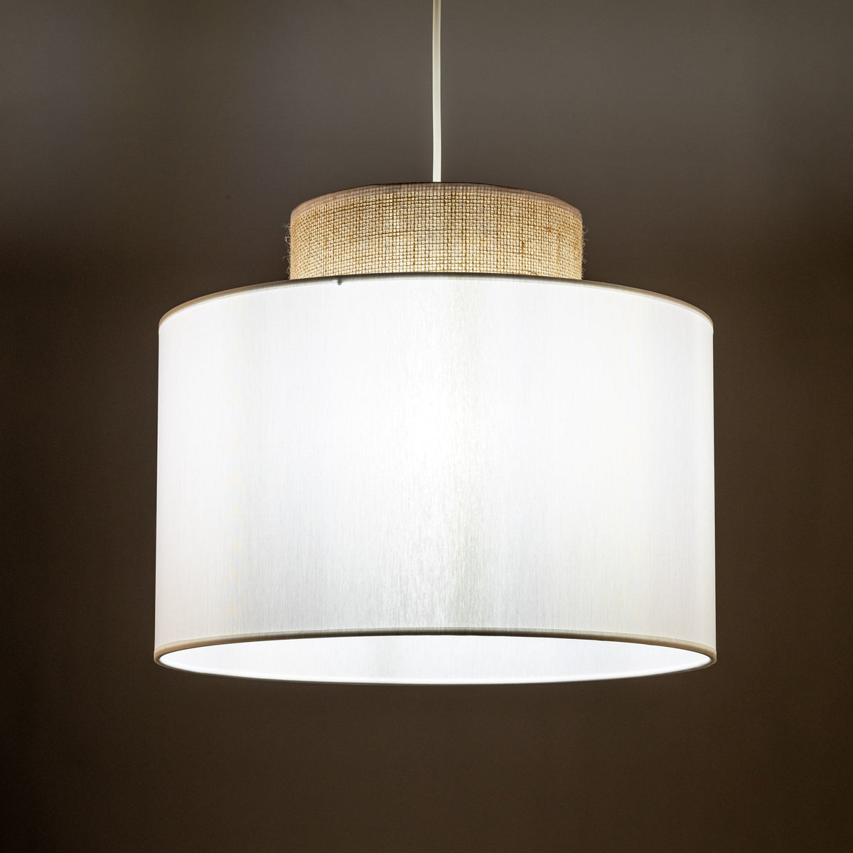 Duo White Jute Scandinavian Pendant Ceiling Light for Kitchen Island, Dining Room & Natural Interiors