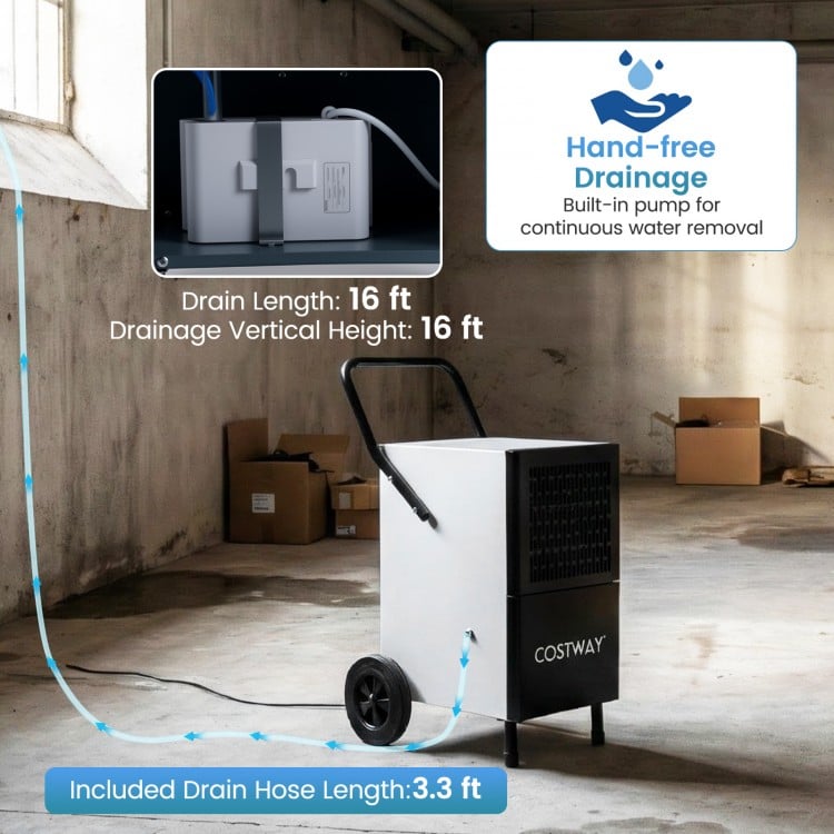 189 Pints Commercial Dehumidifier with Built-in Water Pump