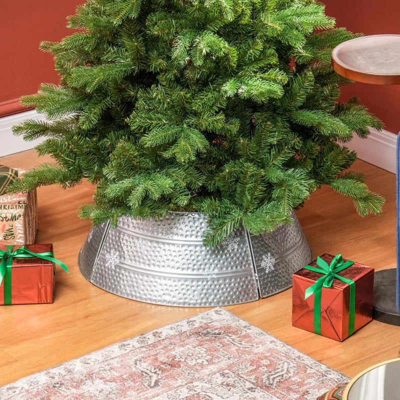 HOMCOM 24" Hyacinth Christmas Tree Base Cover – Hand-Woven Natural Tree Collar for Holiday Home Decor 