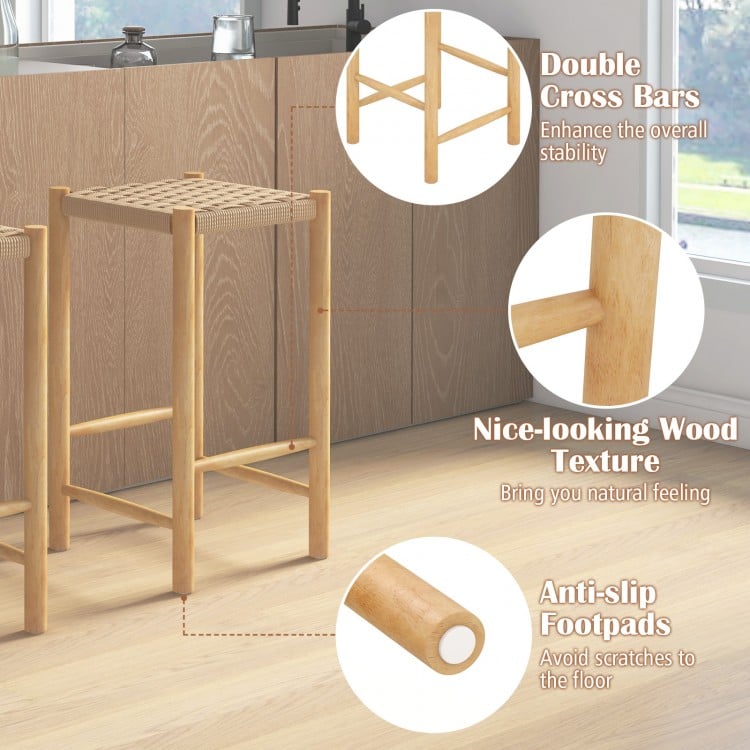 26 Inch Dining Bar Stool Set of 2-Natural