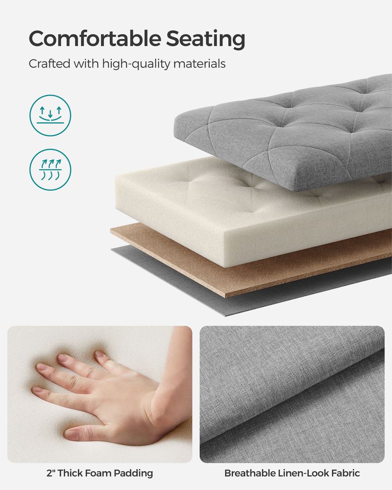 SONGMICS Storage Ottoman Bench with Legs, Load up to 660 lb 